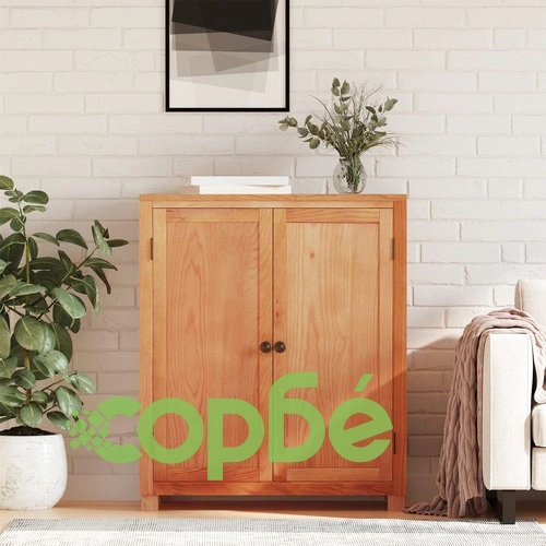 Шкаф за съхранение с врати Кафяв 80 x 35 x 95 см Масивен дъб и бор ➤ топ цена ➤ sorbe.bg