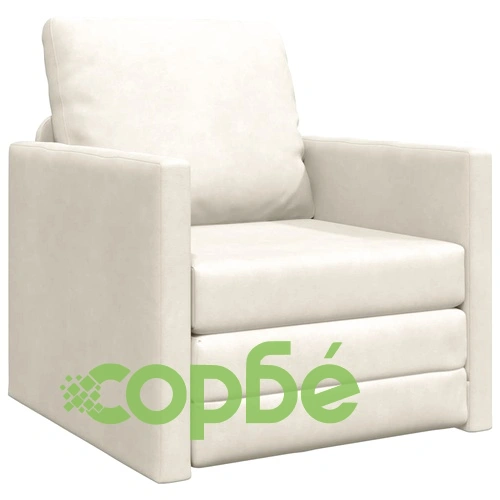 Диван легло 2 в 1 кадифе крем 74x77x81 см с възглавница ➤ топ цена ➤ sorbe.bg