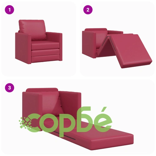 Фотьойл 2 в 1 Бордо 74x77x81 см от Изкуствена кожа ➤ топ цена ➤ sorbe.bg