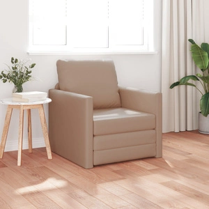 Фотьойл с разтегателно легло 2-в-1 Капучино 74x77x81 см от изкуствена кожа