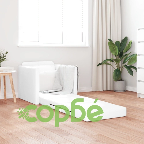 Фотьойл с функция легло 2-в-1 от Бяла Изкуствена кожа 74x77x81 см ➤ топ цена ➤ sorbe.bg