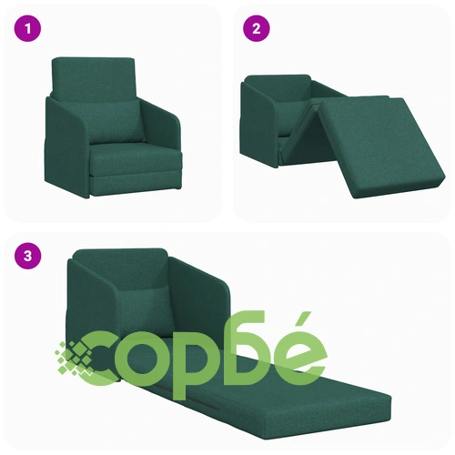 Фотьойл легло 2 в 1 Тъмен зелен 65x80x83 см Полиестерна тъкан ➤ топ цена ➤ sorbe.bg