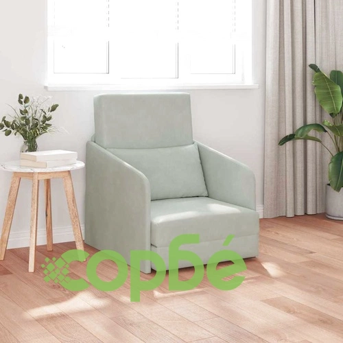 Диван легло 2в1 светлосив 65x80x83 см кадифе полиестер ➤ топ цена ➤ sorbe.bg