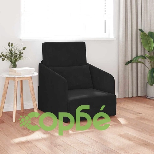 Диван легло 2 в 1 кадифе черен 65x80x83 см полиестер ➤ топ цена ➤ sorbe.bg