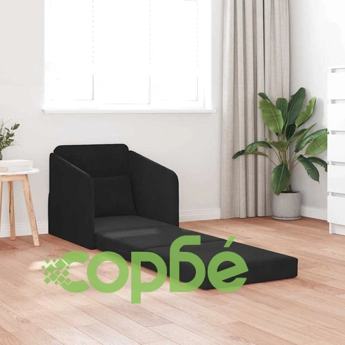 Диван легло 2 в 1 кадифе черен 65x80x83 см полиестер ➤ топ цена ➤ sorbe.bg