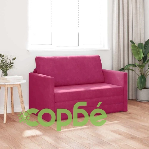 Диван легло 2-в-1 виненочервен кадифе 124x204x61 см ➤ топ цена ➤ sorbe.bg
