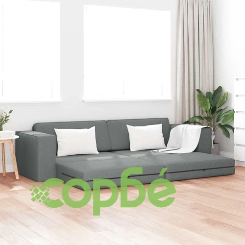 Диван легло 2 в 1 тъмносив 245x150x60.5 см полиестерна тъкан ➤ топ цена ➤ sorbe.bg