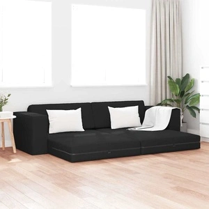 Диван легло 2 в 1 черен 245x150x60.5 см полиестерна тъкан