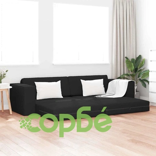 Диван легло 2 в 1 черен 245x150x60.5 см полиестерна тъкан ➤ топ цена ➤ sorbe.bg