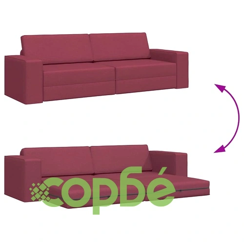 Диван легло 2 в 1 виненочервен 245x150x60.5 см текстил ➤ топ цена ➤ sorbe.bg