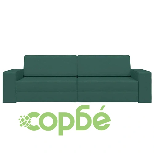 Диван легло 2 в 1 тъмнозелен 245x150x60.5 см полиестерна тъкан ➤ топ цена ➤ sorbe.bg