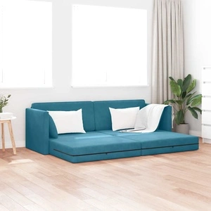 Диван легло 2 в 1 синьо кадифе 213x144x60 см