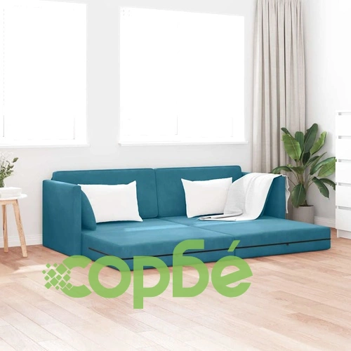 Диван легло 2 в 1 синьо кадифе 213x144x60 см ➤ топ цена ➤ sorbe.bg