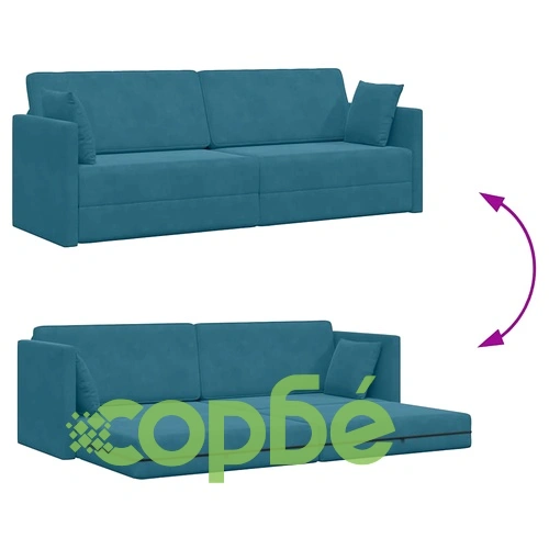 Диван легло 2 в 1 синьо кадифе 213x144x60 см ➤ топ цена ➤ sorbe.bg