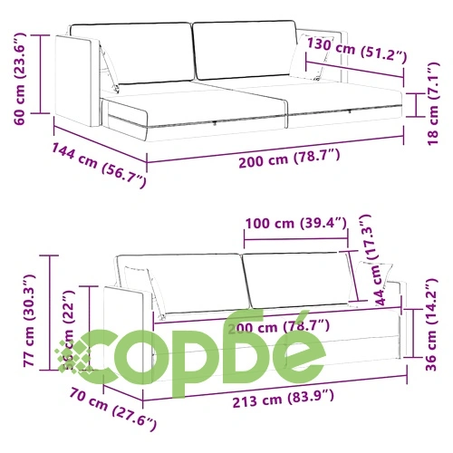 Диван легло 2 в 1 синьо кадифе 213x144x60 см ➤ топ цена ➤ sorbe.bg