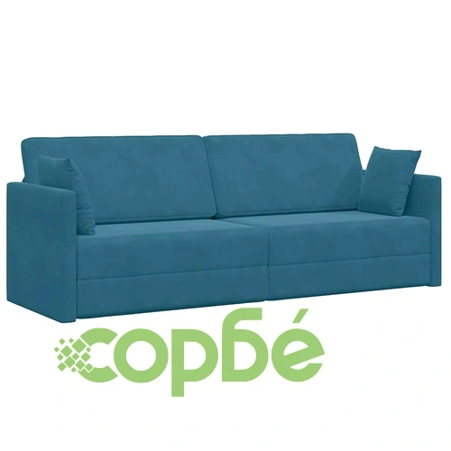 Диван легло 2 в 1 синьо кадифе 213x144x60 см ➤ топ цена ➤ sorbe.bg