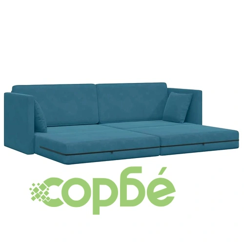 Диван легло 2 в 1 синьо кадифе 213x144x60 см ➤ топ цена ➤ sorbe.bg