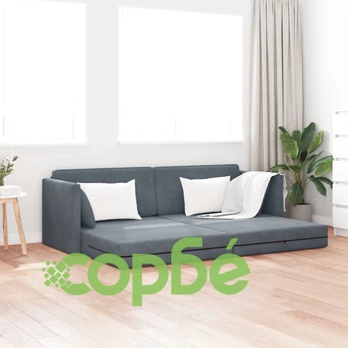 Диван легло 2 в 1 тъмносив 213x144x60 см кадифе ➤ топ цена ➤ sorbe.bg