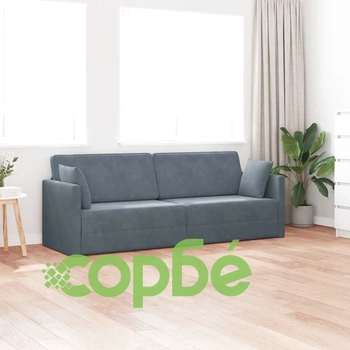 Диван легло 2 в 1 тъмносив 213x144x60 см кадифе ➤ топ цена ➤ sorbe.bg