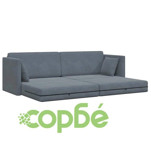 Диван легло 2 в 1 тъмносив 213x144x60 см кадифе ➤ топ цена ➤ sorbe.bg