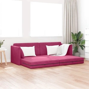 Диван-легло 2 в 1 от кадифе виненочервен 213x144x60 см