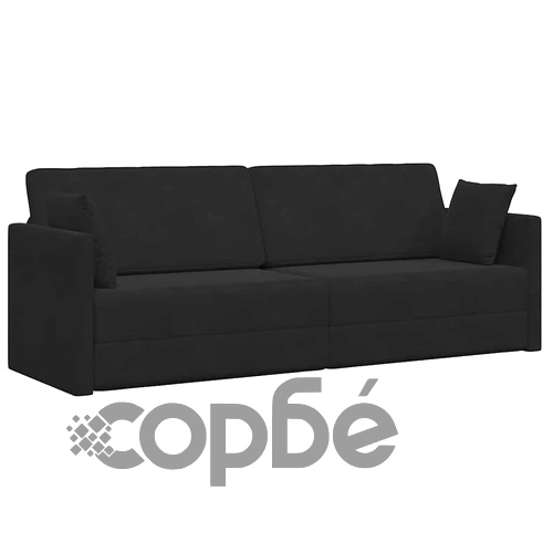 Диван легло 2 в 1 черен кадифе 213x144x60 см полиестер ➤ топ цена ➤ sorbe.bg