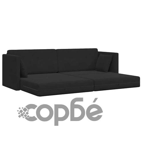Диван легло 2 в 1 черен кадифе 213x144x60 см полиестер ➤ топ цена ➤ sorbe.bg