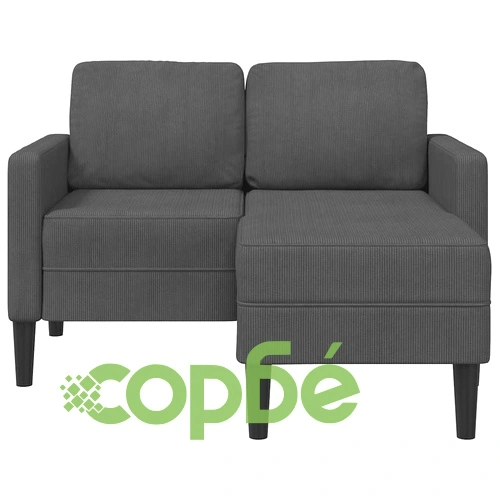 Двуместен L-образен диван с шезлонг от лен в тъмно сив цвят, 125 см ➤ топ цена ➤ sorbe.bg