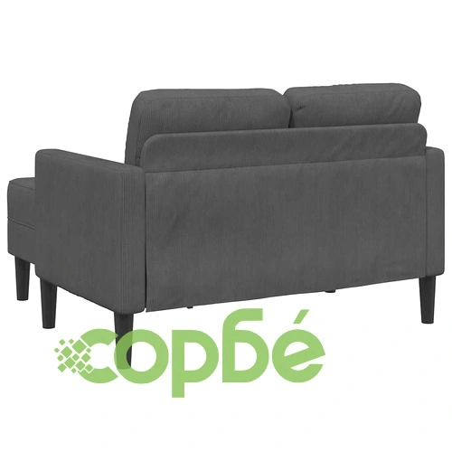 Двуместен L-образен диван с шезлонг от лен в тъмно сив цвят, 125 см ➤ топ цена ➤ sorbe.bg