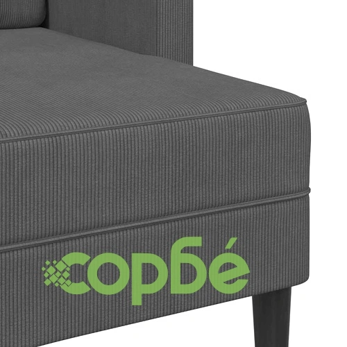 Двуместен L-образен диван с шезлонг от лен в тъмно сив цвят, 125 см ➤ топ цена ➤ sorbe.bg