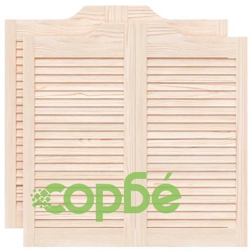 Люлеещи се врати с жалузи 2 двойки 80x80 см от масивна борова дървесина ➤ топ цена ➤ sorbe.bg