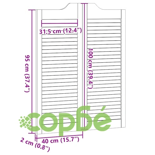 Люлеещи се врати с жалузи дизайн 100x80 см масивна борова дървесина ➤ топ цена ➤ sorbe.bg