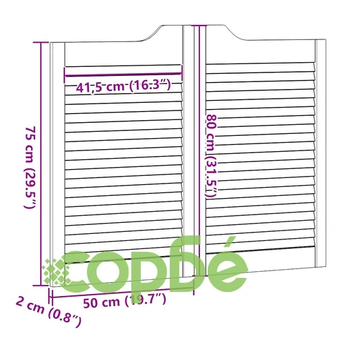 Люлеещи се врати с жалузи, 2 двойки, 80x100 см, масивна борова дървесина ➤ топ цена ➤ sorbe.bg