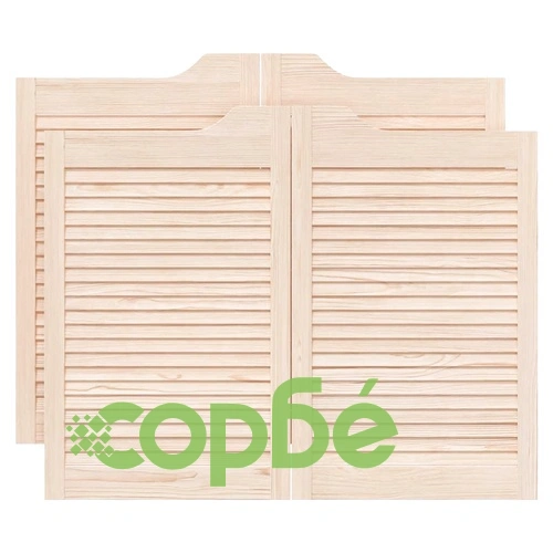 Люлеещи се врати с жалузи, 2 двойки, 80x100 см, масивна борова дървесина ➤ топ цена ➤ sorbe.bg