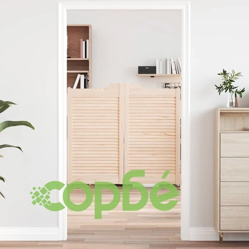 Люлеещи се врати с жалузи от масивна борова дървесина, 90x100 см ➤ топ цена ➤ sorbe.bg