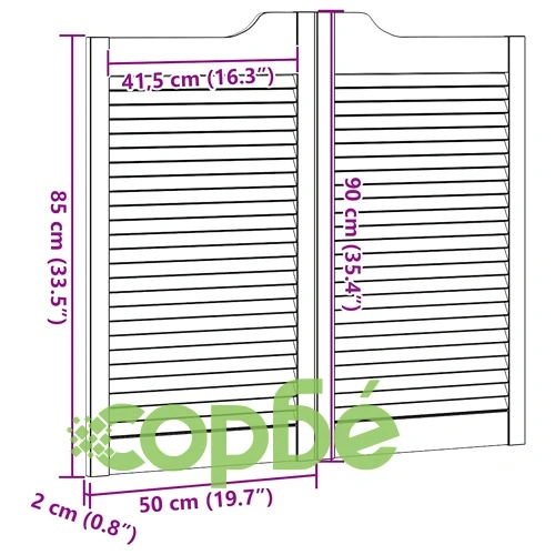 Люлеещи се врати с жалузи от масивна борова дървесина, 90x100 см ➤ топ цена ➤ sorbe.bg