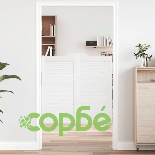 Люлеещи се врати от масивна борова дървесина, бели, 100x100 cm ➤ топ цена ➤ sorbe.bg