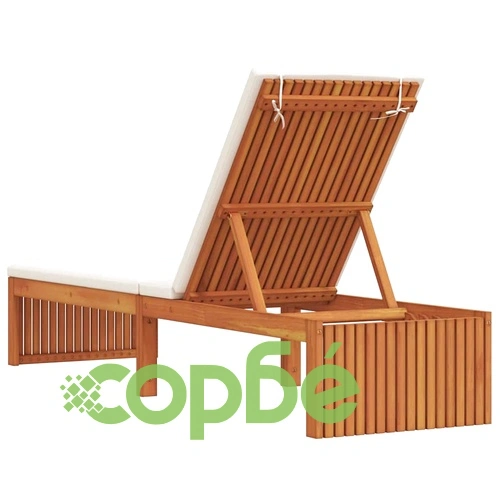 Шезлонг с възглавница от масивна акациева дървесина 200x55x94 см ➤ топ цена ➤ sorbe.bg