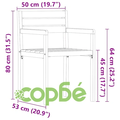 Комплект градински столове от масивна акация, 4 бр., 50x53x80 см ➤ топ цена ➤ sorbe.bg