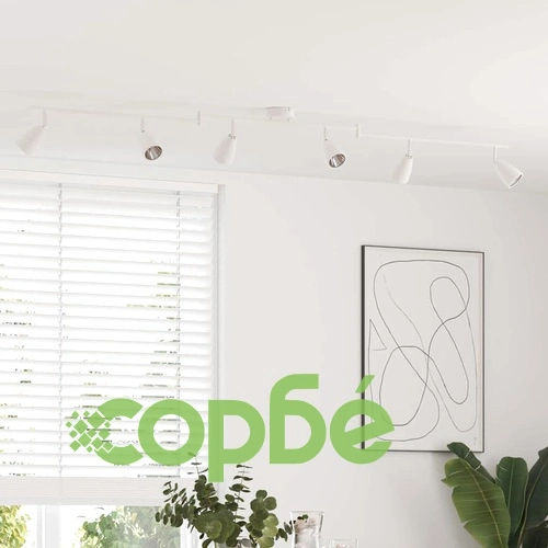 Таванен спот 6 позиции GU10 бял 176.5 x 13.5 x 12.5 см метал ➤ топ цена ➤ sorbe.bg