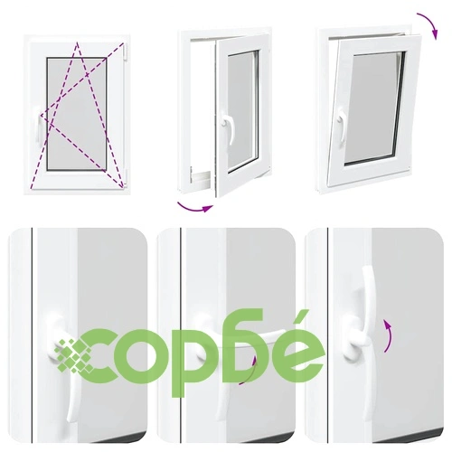 Прозорец за мазе RISOR 50x75 см, накланящ се и завъртащ се, DIN десен, PVC, бял ➤ топ цена ➤ sorbe.bg