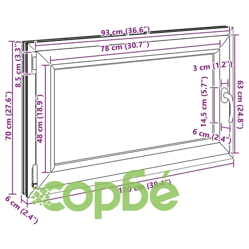 Прозорец за мазе RISOR 100x70 см, накланящ се и завъртащ се, DIN ляв, PVC, бял ➤ топ цена ➤ sorbe.bg