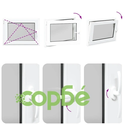 Прозорец за мазе RISOR 80x70 см, накланящ се и завъртащ се, DIN ляв, PVC, бял ➤ топ цена ➤ sorbe.bg