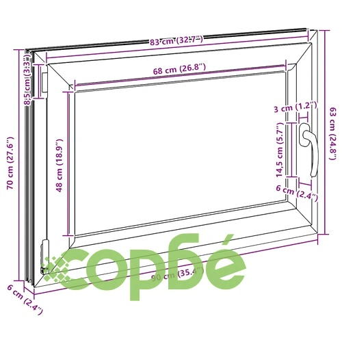 Прозорец за мазе RISOR 90x70 см PVC бял с накланяне и завъртане DIN ляв ➤ топ цена ➤ sorbe.bg
