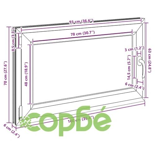 Прозорец за мазе RISOR 100x70 см, накланящ се и завъртащ се, PVC, бял ➤ топ цена ➤ sorbe.bg