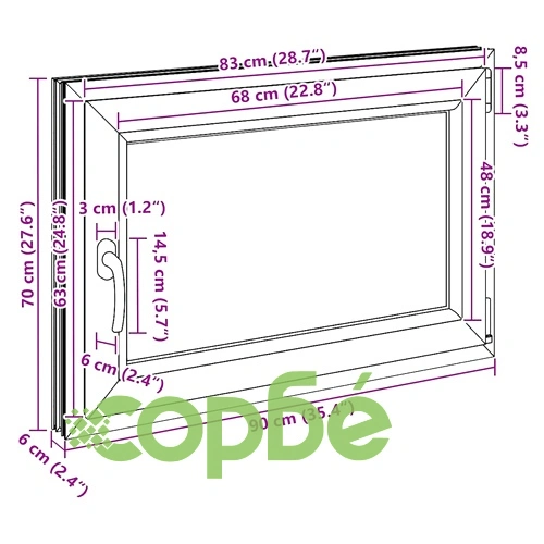 Прозорец за мазе RISOR 90x70 см Отваряем PVC Антрацит - DIN Дясно ➤ топ цена ➤ sorbe.bg