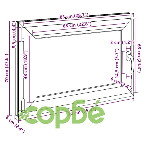 Прозорец за мазе RISOR 90x70 см PVC отваряне-завъртане DIN ляв антрацит ➤ топ цена ➤ sorbe.bg