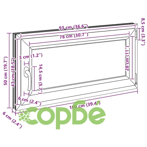 Прозорец за мазе RISOR 100x50 см Отваряем-Наклоняем DIN десен антрацит PVC ➤ топ цена ➤ sorbe.bg