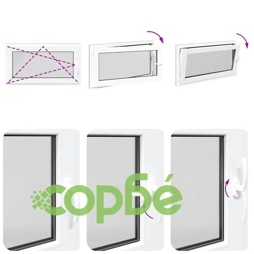 Прозорец за мазе RISOR 110x50 см PVC отваряем-завъртащ DIN ляв антрацит ➤ топ цена ➤ sorbe.bg