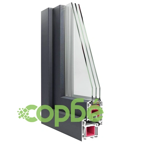 Прозорец за мазе RISOR 80x50 см PVC Отваряем и Отварящ се DIN десен Антрацит ➤ топ цена ➤ sorbe.bg